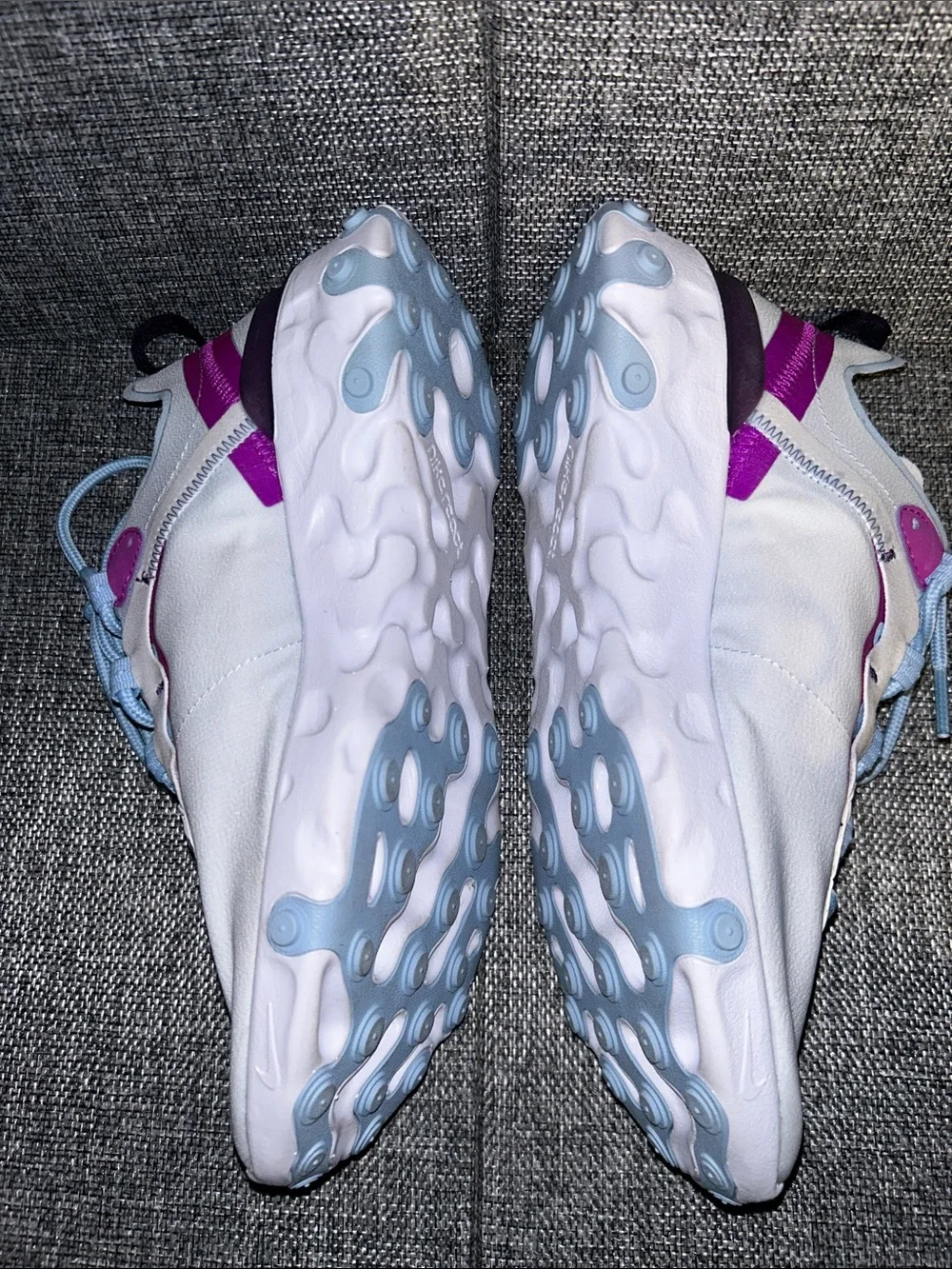 Nike React Element 55 - White Sneakers with Light Blue and Magenta Accents